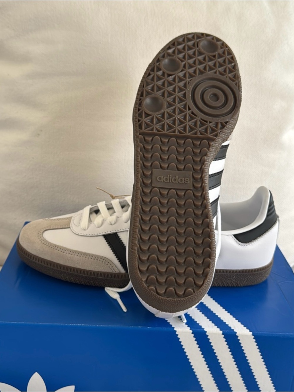 adidas Samba Sneakers in White, Black & Taupe - Picture 3 of 4